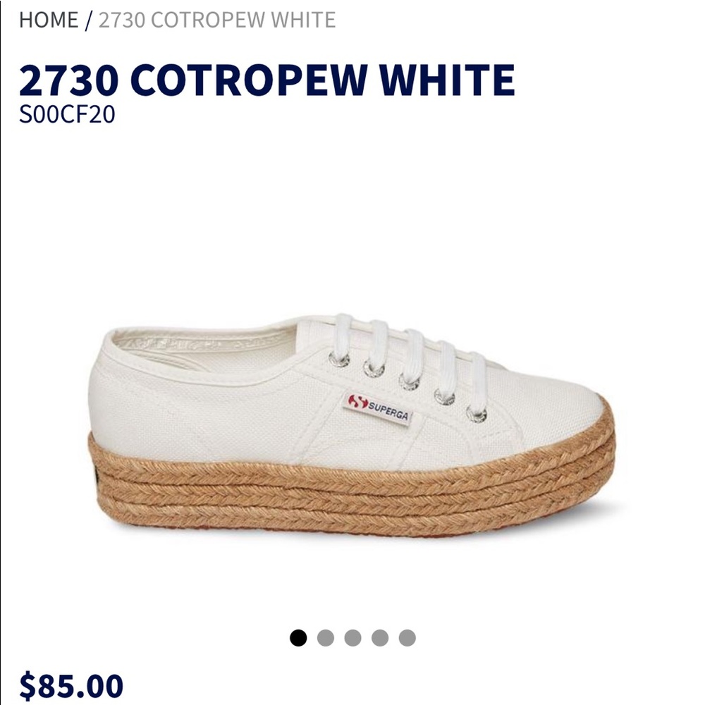 SUPERGA espadrille sneakers white size 9 US